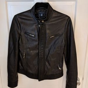 Tommy Hilfiger Black Leather Moto Jacket
